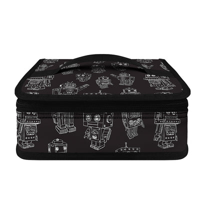 Black And White Robot Pattern Print Small Lunch Bag