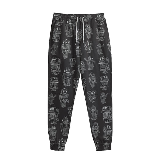 Black And White Robot Pattern Print Sweatpants
