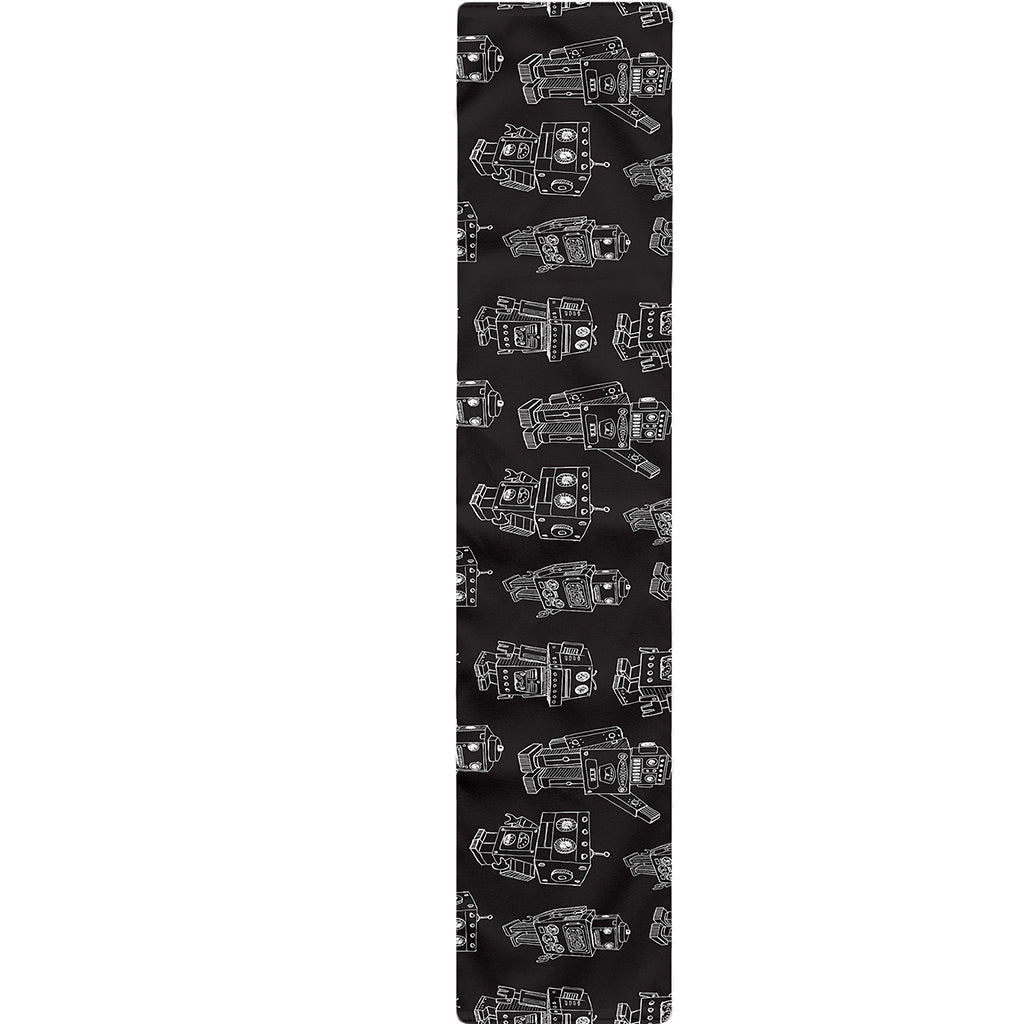 Black And White Robot Pattern Print Table Runner