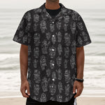 Black And White Robot Pattern Print Textured Short Sleeve Shirt