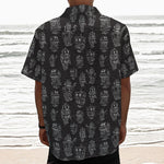 Black And White Robot Pattern Print Textured Short Sleeve Shirt