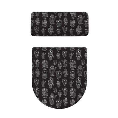 Black And White Robot Pattern Print Toilet Lid And Tank Cover Set