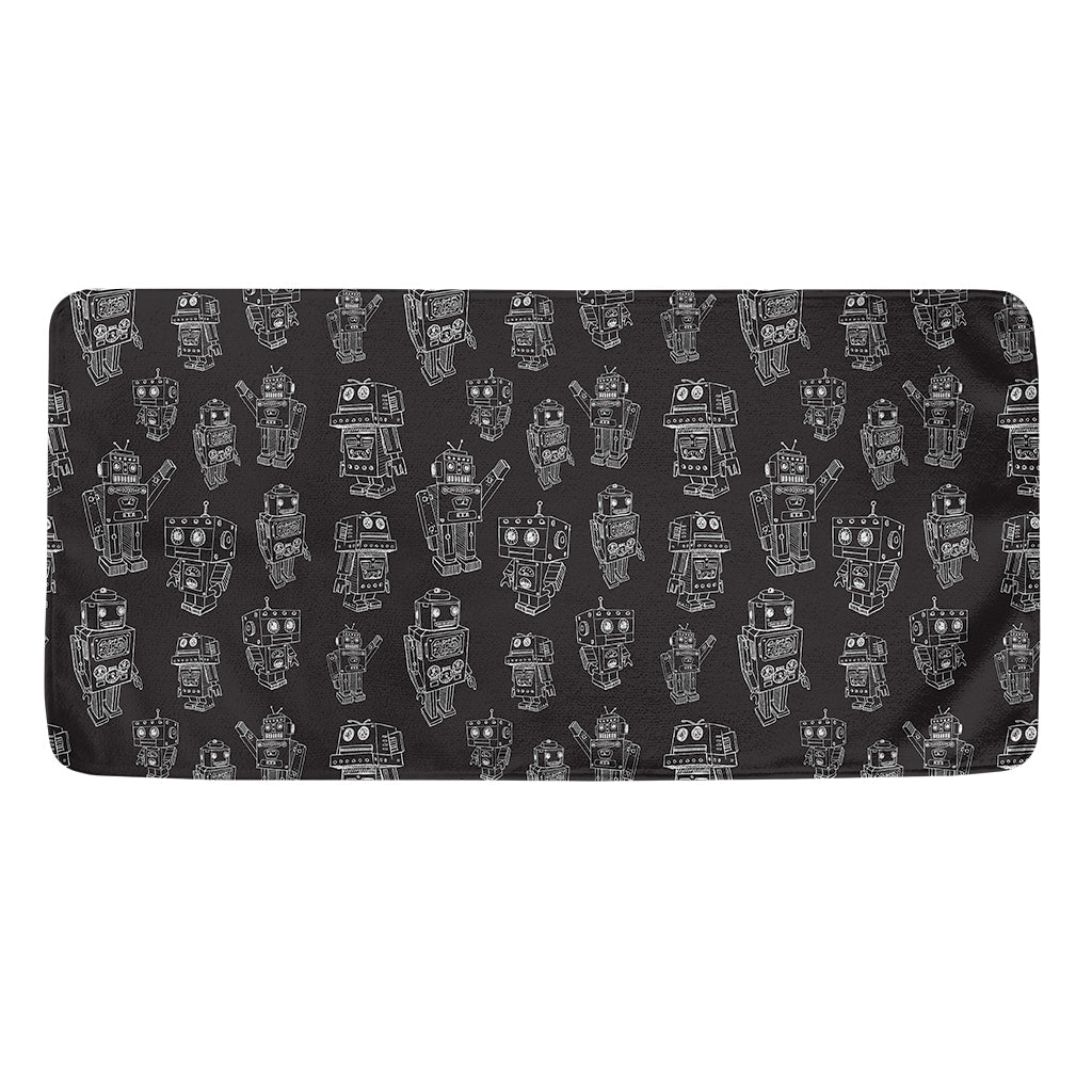 Black And White Robot Pattern Print Towel
