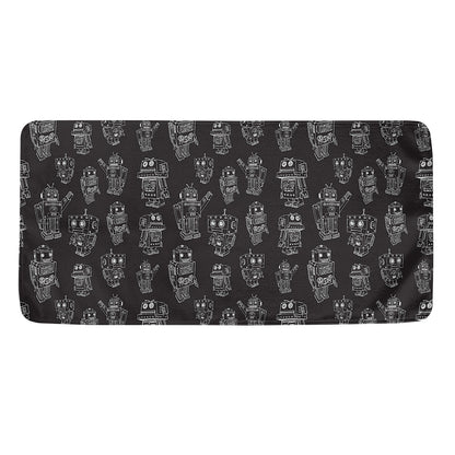 Black And White Robot Pattern Print Towel