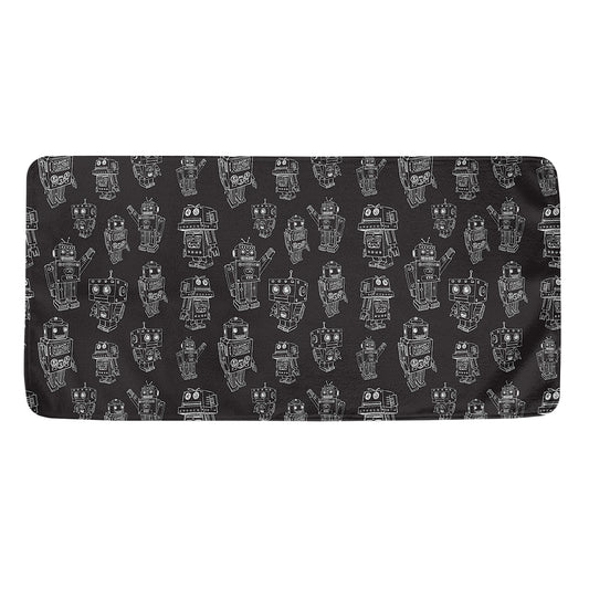 Black And White Robot Pattern Print Towel