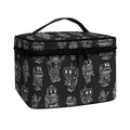 Black And White Robot Pattern Print Travel Makeup Bag