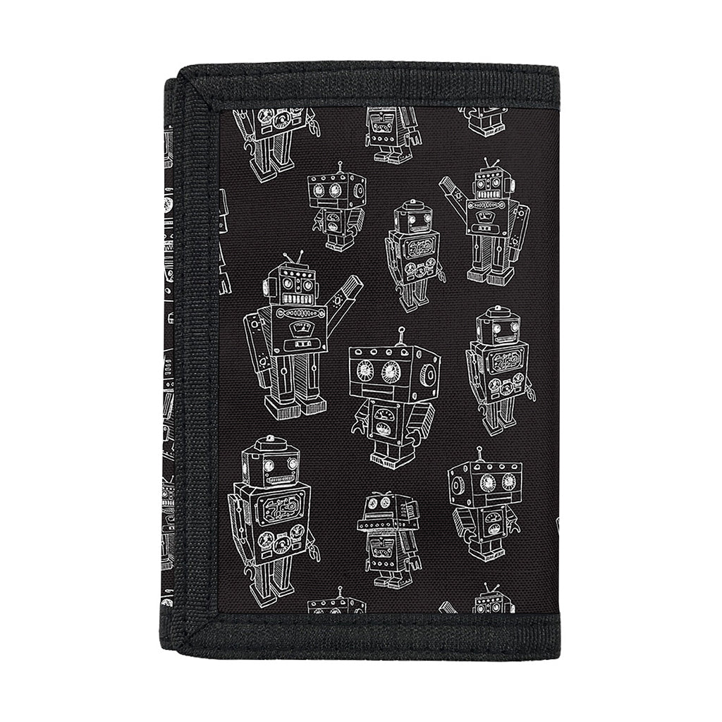 Black And White Robot Pattern Print Trifold Wallet