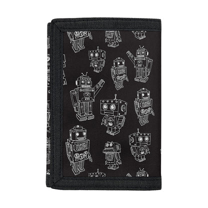 Black And White Robot Pattern Print Trifold Wallet