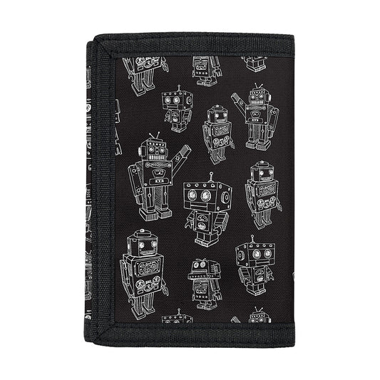 Black And White Robot Pattern Print Trifold Wallet
