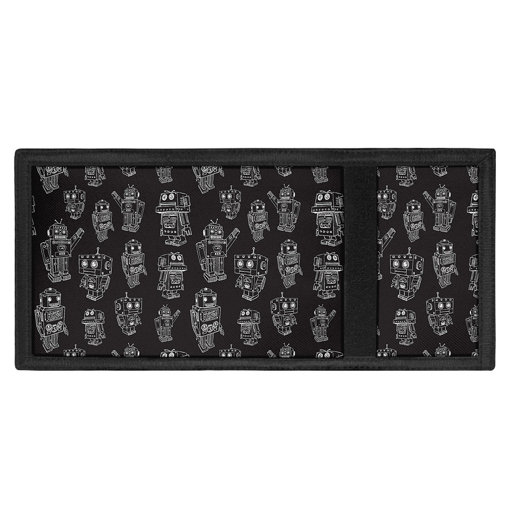 Black And White Robot Pattern Print Trifold Wallet