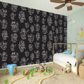 Black And White Robot Pattern Print Wall Sticker