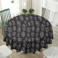 Black And White Robot Pattern Print Waterproof Round Tablecloth