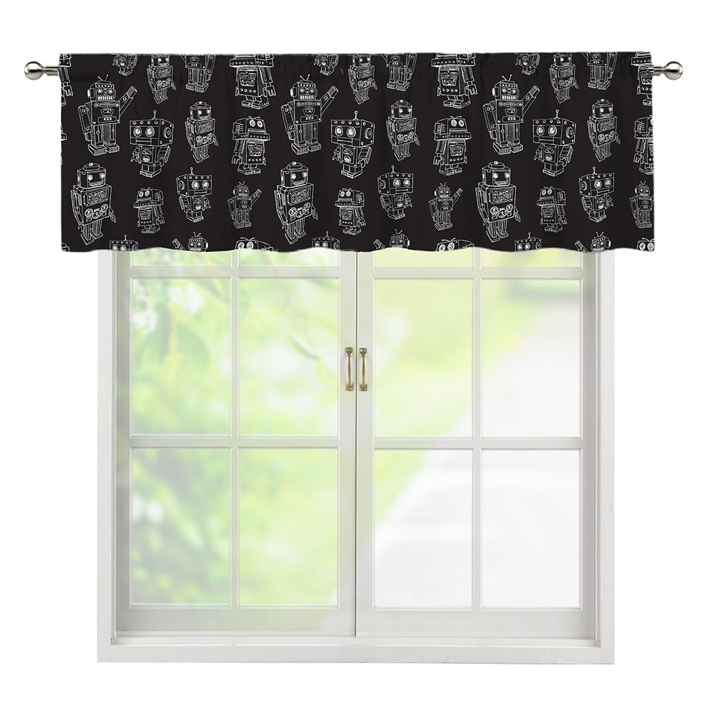 Black And White Robot Pattern Print Window Valance