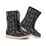 Black And White Robot Pattern Print Winter Boots