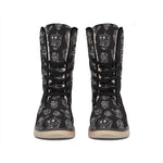 Black And White Robot Pattern Print Winter Boots