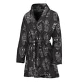 Black And White Robot Pattern Print Women's Bathrobe