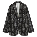 Black And White Robot Pattern Print Women's Blazer