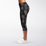 Black And White Robot Pattern Print Women's Capri Leggings