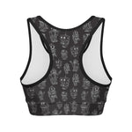 Black And White Robot Pattern Print Women's Sports Bra