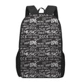 Black And White Rock And Roll Print 17 Inch Backpack