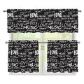 Black And White Rock And Roll Print 3 Piece Kitchen Curtains