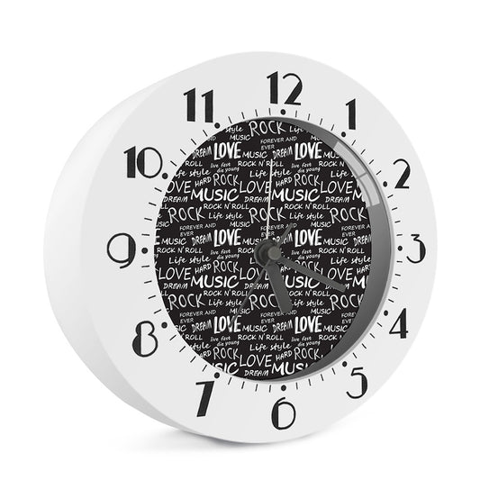 Black And White Rock And Roll Print Alarm Clock