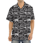 Black And White Rock And Roll Print Aloha Shirt