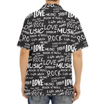 Black And White Rock And Roll Print Aloha Shirt