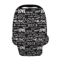 Black And White Rock And Roll Print Baby Seat Cover