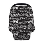 Black And White Rock And Roll Print Baby Seat Cover