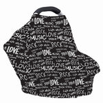 Black And White Rock And Roll Print Baby Seat Cover