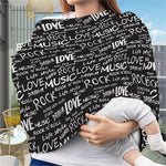 Black And White Rock And Roll Print Baby Seat Cover