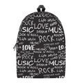 Black And White Rock And Roll Print School Backpack