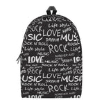 Black And White Rock And Roll Print Backpack