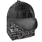 Black And White Rock And Roll Print Backpack