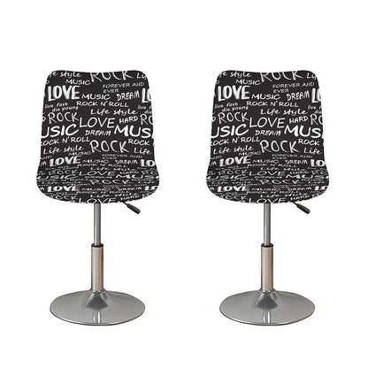Black And White Rock And Roll Print Bar Stool Covers
