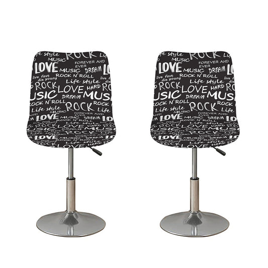 Black And White Rock And Roll Print Bar Stool Covers