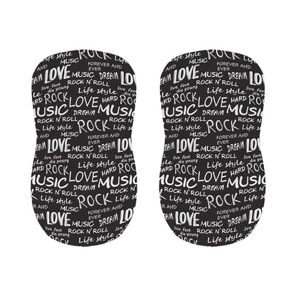 Black And White Rock And Roll Print Bar Stool Covers