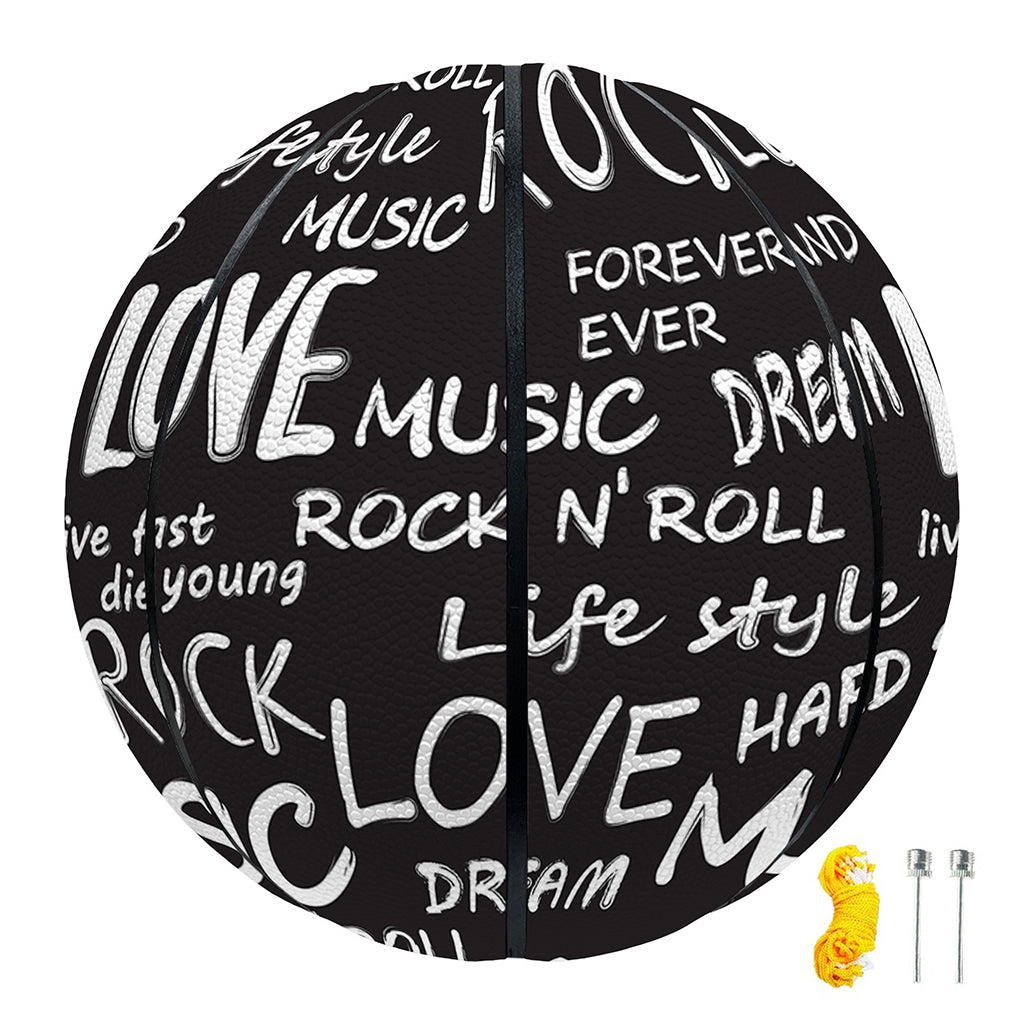 Black And White Rock And Roll Print Basketball