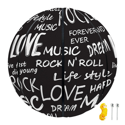 Black And White Rock And Roll Print Basketball