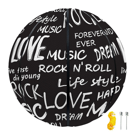 Black And White Rock And Roll Print Basketball