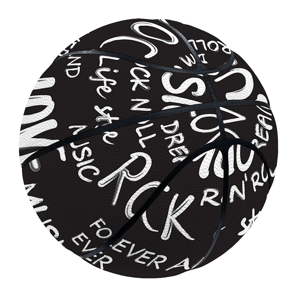 Black And White Rock And Roll Print Basketball