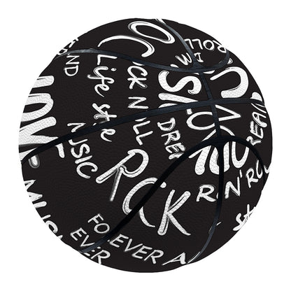 Black And White Rock And Roll Print Basketball