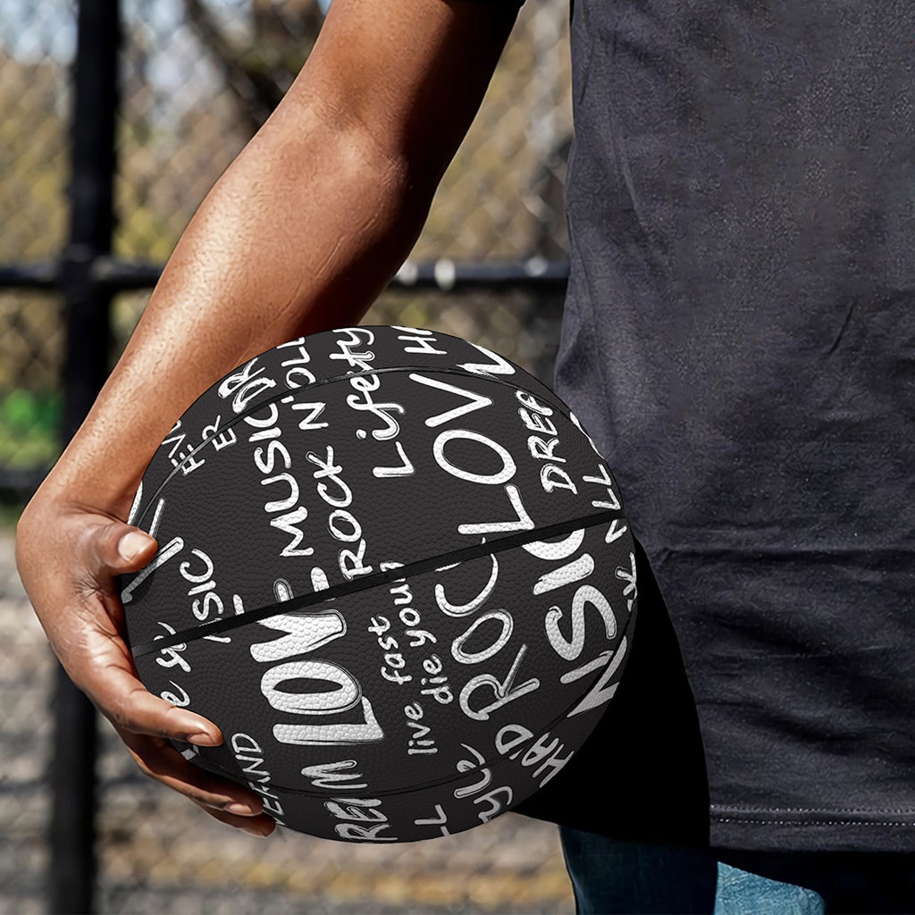 Black And White Rock And Roll Print Basketball