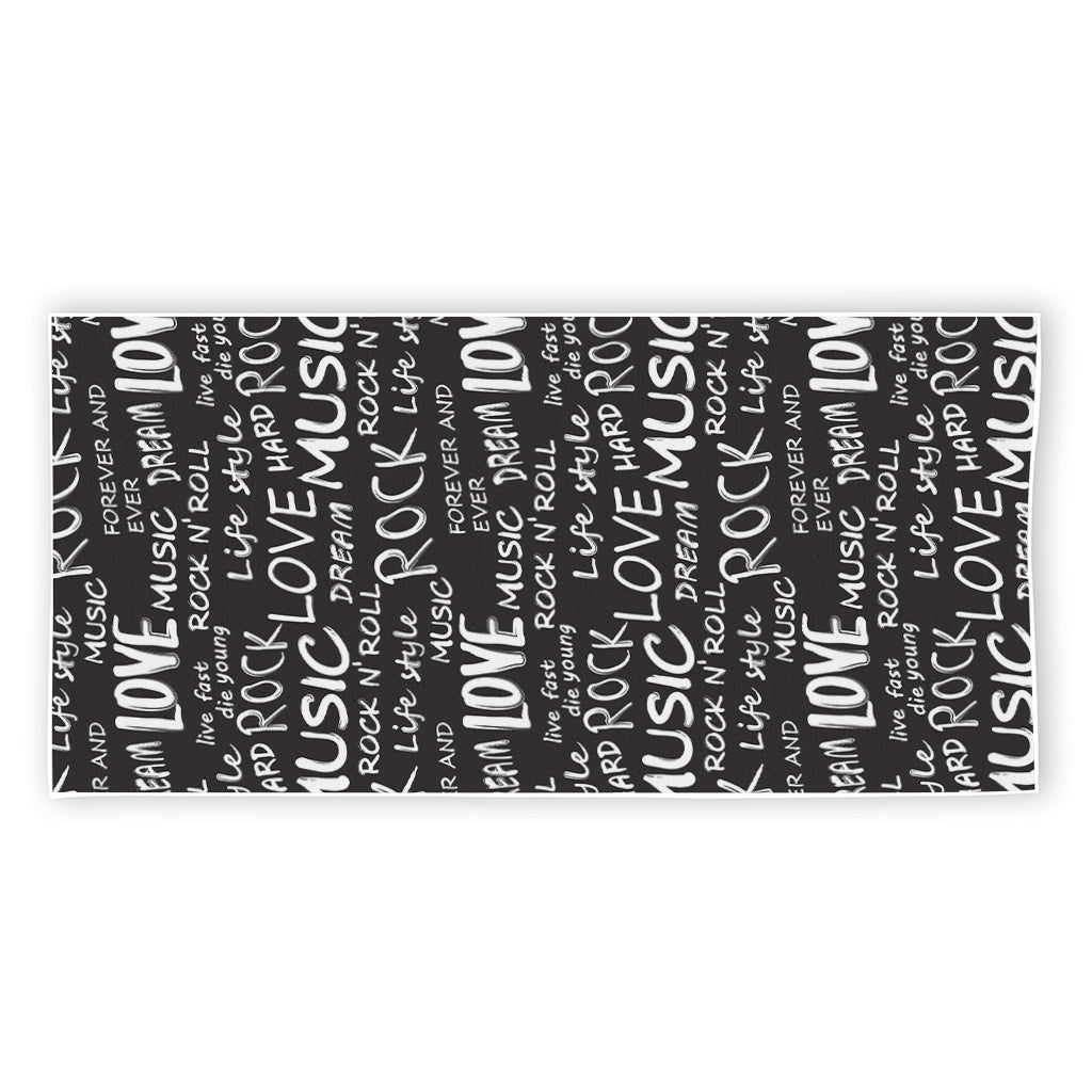 Black And White Rock And Roll Print Beach Towel