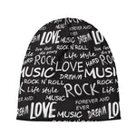 Black And White Rock And Roll Print Beanie