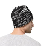 Black And White Rock And Roll Print Beanie
