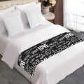 Black And White Rock And Roll Print Bed Runner