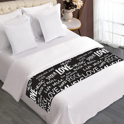 Black And White Rock And Roll Print Bed Runner