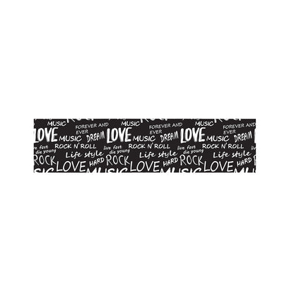 Black And White Rock And Roll Print Bed Runner